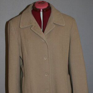 Vintage Ladies Beige Herman Kay Wool Peacoat - Sz L